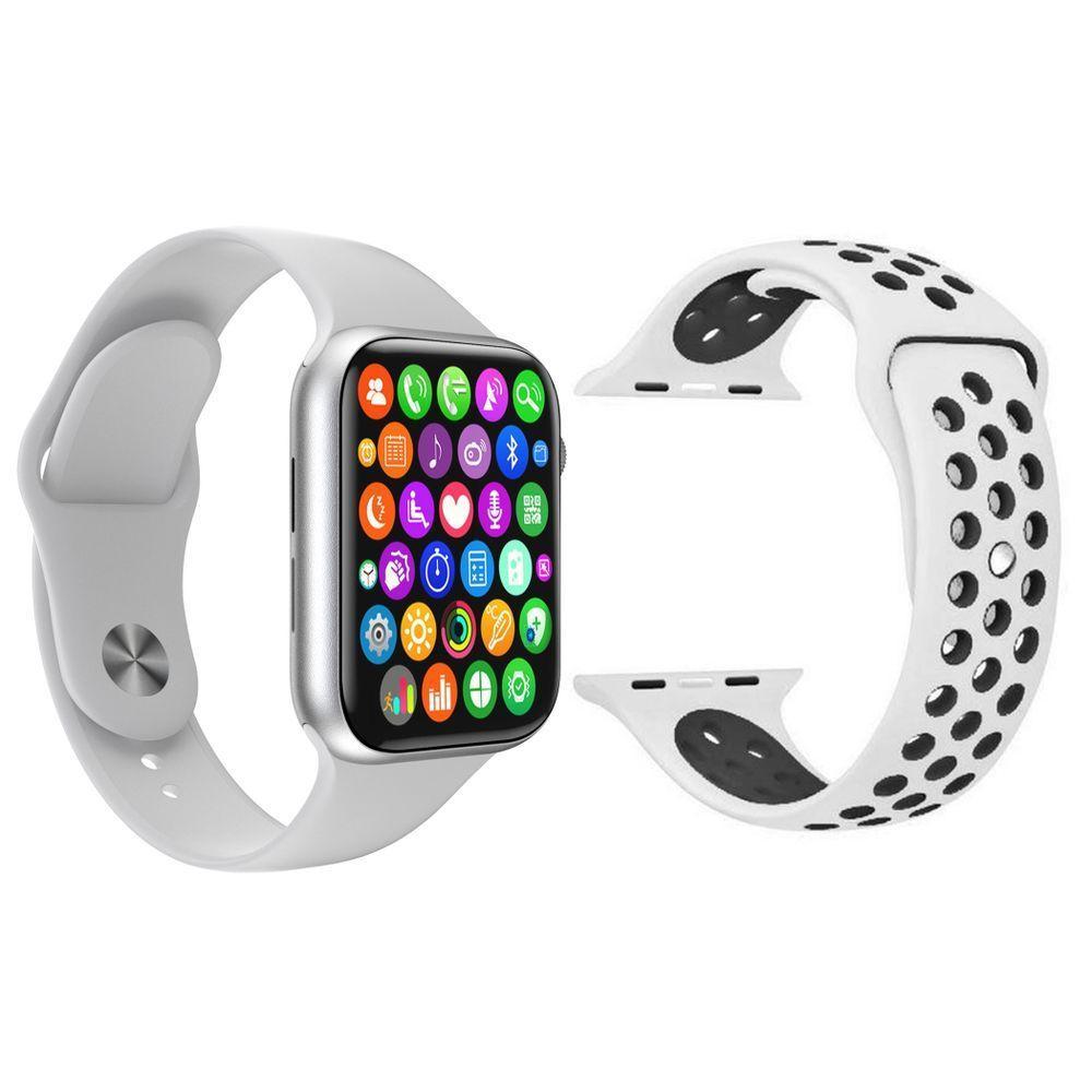 Kit 1 Smartwatch S Branco + 1 Pulseira Extra Branco E Preto - 1