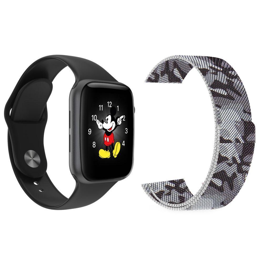 Kit 1 Smartwatch Ld5 Preto + 1 Pulseira Extra Camuflada - 1