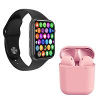 Kit 1 Smartwatch Iwo 8 Preto + 1 Fone Bt I12 Rosa - 1