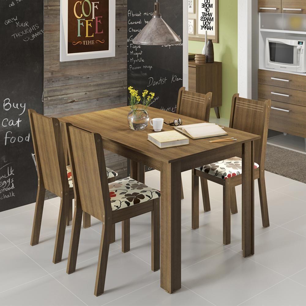 Sala de Jantar Rosie Rustic/Hibiscos Mesa 4 Cadeiras Madesa - 2