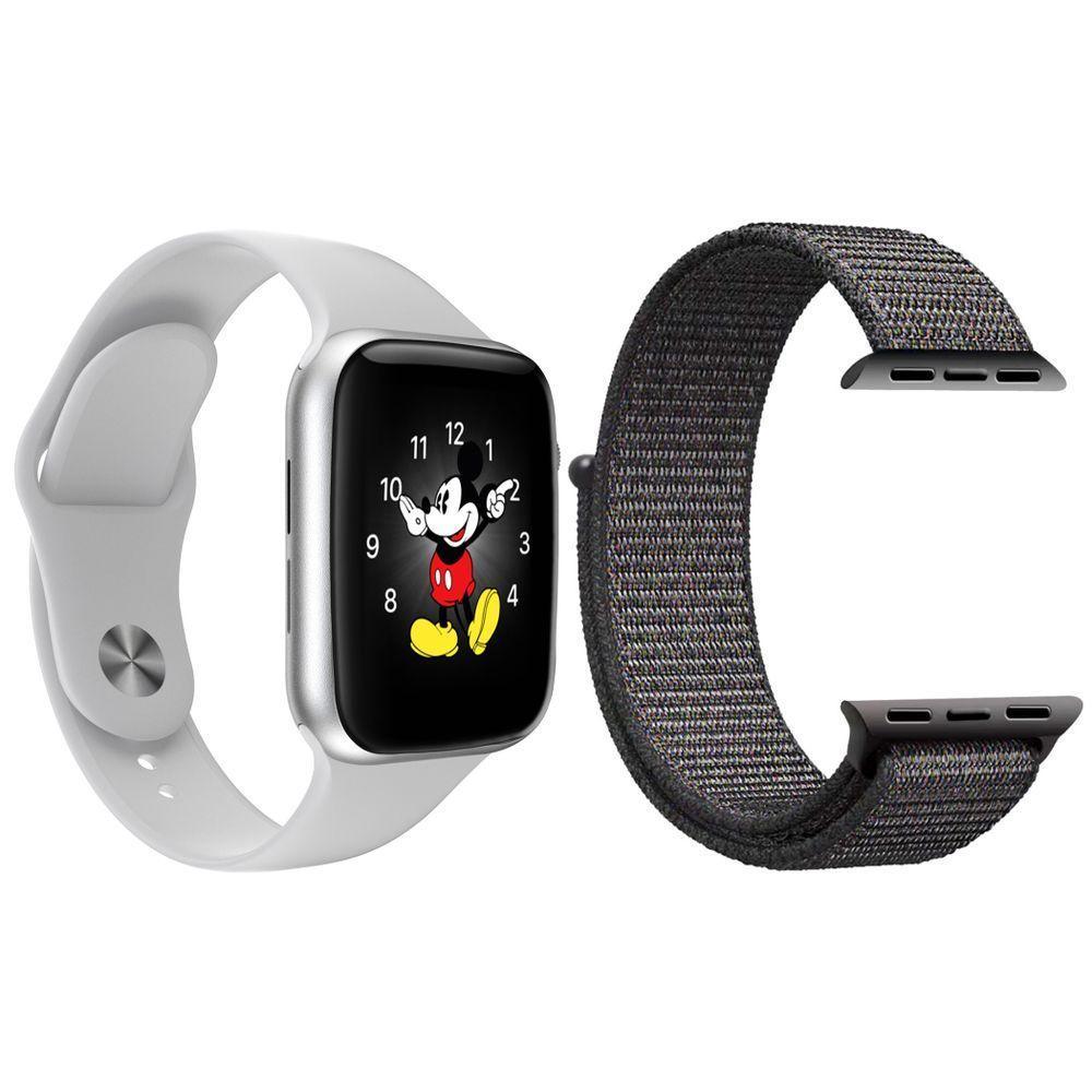 Kit 1 Smartwatch Ld5 Branco + 1 Pulseira Extra Nylon Cinza - 1