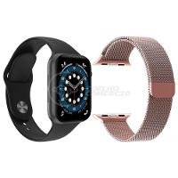 Kit 1 Smartwatch W46 S Preto + 1 Pulseira Extra Rosa - 1