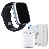 Kit 1 Smartwatch A1 Pro Plus Prata + 1 Fone I12 Tws 42Mm - 1