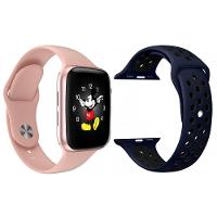 Kit 1 Smartwatch Rosa + 1 Extra Pulseira Azul E Preto - 1