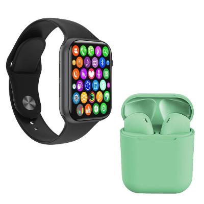 Kit 1 Smartwatch Iwo 8 Preto + 1 Fone Bluetooth I12 Verde