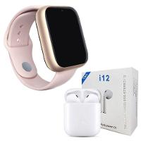 Kit 1 Smartwatch A1 Pro Plus Rosa + 1 Fone I12 Tws 42Mm - 1