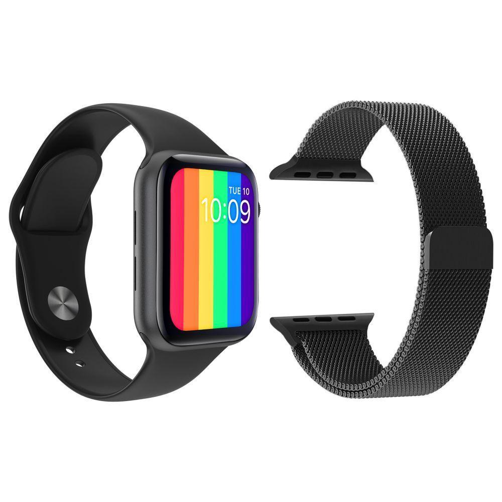 Kit 1 Smartwatch W26 Preto + 1 Pulseira Extra Preto - 1