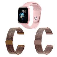Kit 1 Smartwatch P70 Rosa + 2 Pulseiras Rosê E Rosa - 1