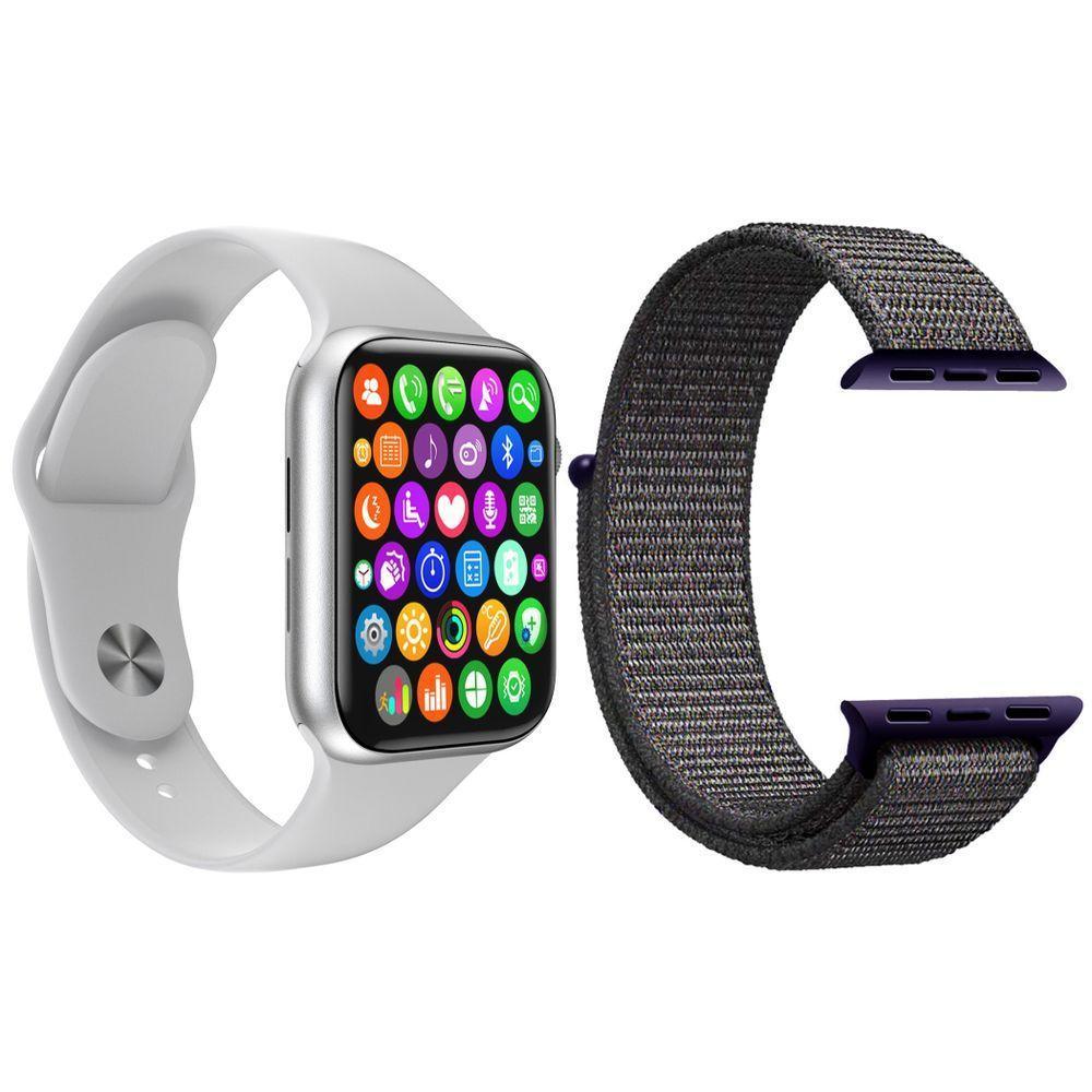 Kit 1 Smartwatch S Branco + 1 Pulseira Azul Marinho - 1