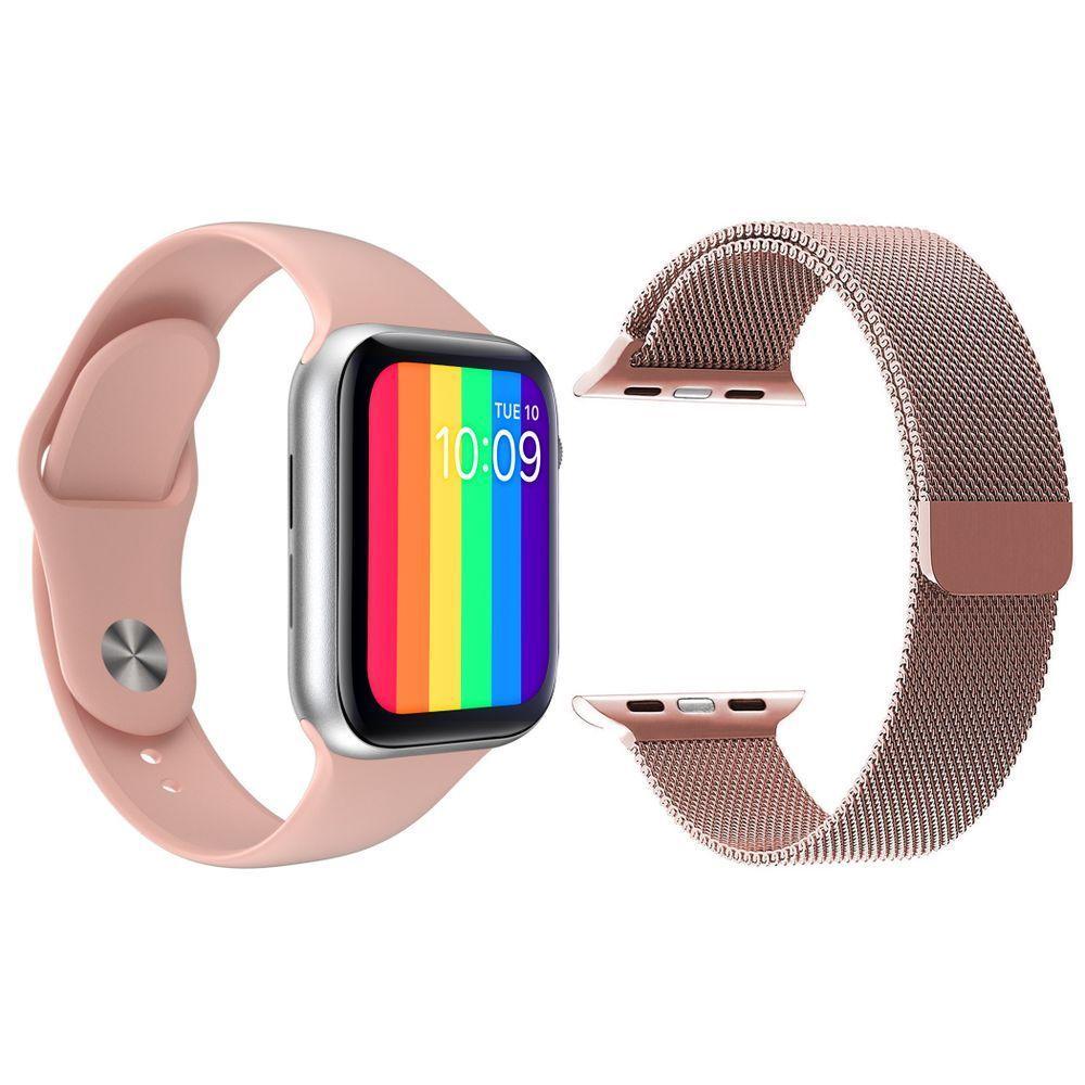 Kit 1 Smartwatch W26 Rosa + 1 Pulseira Extra Rosa - 1