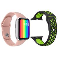 Kit 1 Smartwatch Rosa + 1 Pulseira Extra Preto Com Verde - 1