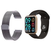 Kit 1 Smartwatch P80 Dourado + 1 Pulseira Prata - 1