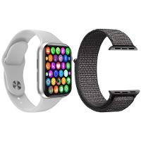 Kit 1 Smartwatch9 Lite Branco + 1 Pulseira Extra Nylon Cinza - 1