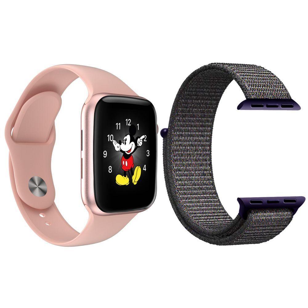 Kit 1 Smartwatch Ld5 Rosa + 1 Pulseira Extra Azul Marinho - 1