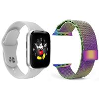 Kit 1 Smartwatch Branco + 1 Pulseira Extra Arco Íris - 1