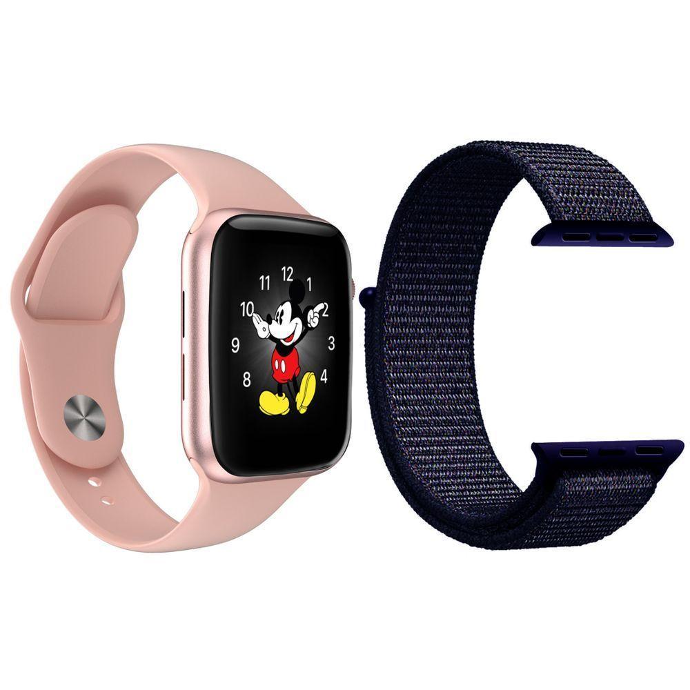 Kit 1 Relógio Smartwatch Ld5 Rosa + 1 Pulseira Azul - 1