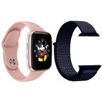 Kit 1 Relógio Smartwatch Ld5 Rosa + 1 Pulseira Azul - 1