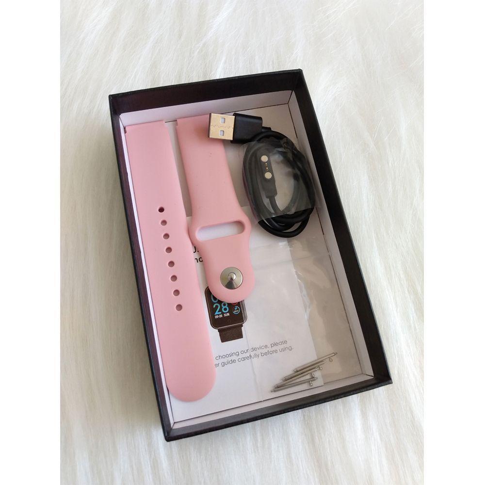 Kit Relógio Smartwatch Rose + 2 Pulseiras + Fone Bluetooth - 4