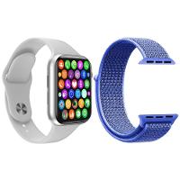 Kit 1 Smartwatch W34 S Branco + 1 Pulseira Extra Azul - 1