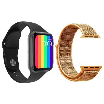 Kit 1 Smartwatch Iwo12 Lite Preto + 1 Pulseira Laranja