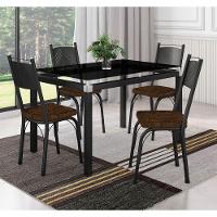 Conjunto De Mesa Malva Com 4 Cadeiras Tampo De Vidro - 1