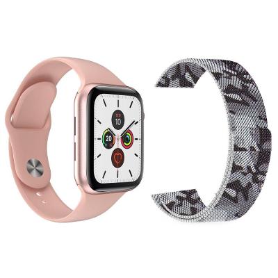 Kit 1 Smartwatch Rosa + 1 Pulseira Camuflada