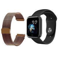 Kit 1 Smartwatch T80 Novo P70 Preto + 1 Pulseira Rosê - 1