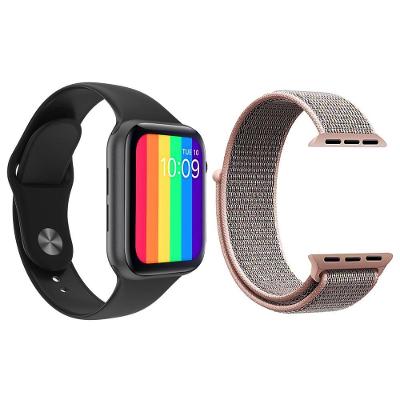 Kit 1 Smartwatch Iwo12 Lite Preto + 1 Pulseira Rosa