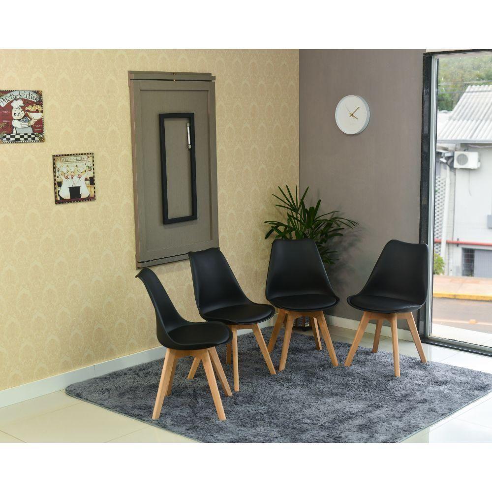 Conjunto Mesa Dobrável Retrátil 120x75 Volpi e 4 Cadeiras Leda Preta - 3