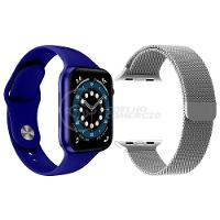 Kit 1 Smartwatch W46 S Azul + 1 Pulseira Extra Prata - 1
