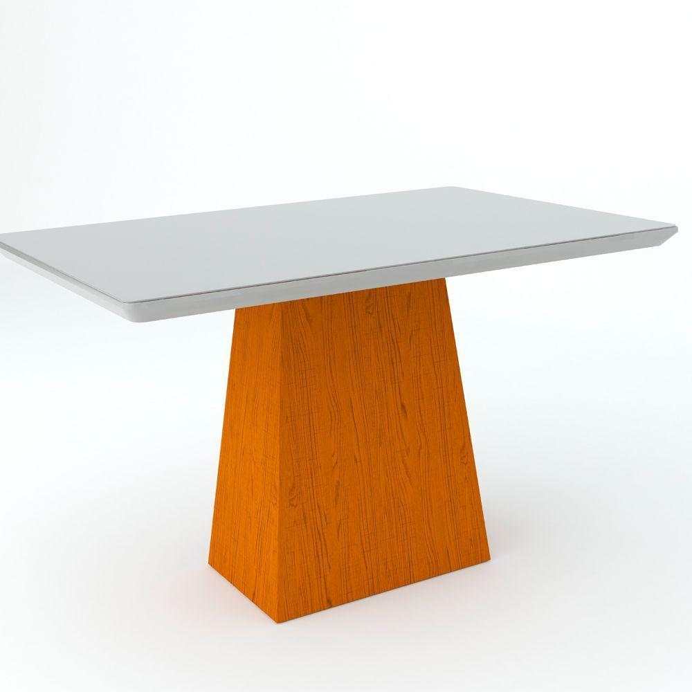 Conjunto De Mesa Madeira Vidro E 4 Cadeiras White - 1