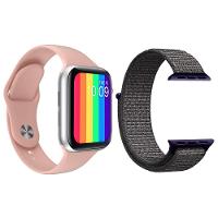 Kit 1 Smartwatch W26 Rosa + 1 Pulseira Azul Marinho - 1