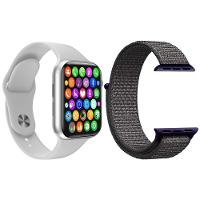 Kit 1 Smartwatch Iwo9 Branco + 1 Pulseira Extra Azul Marinho - 1