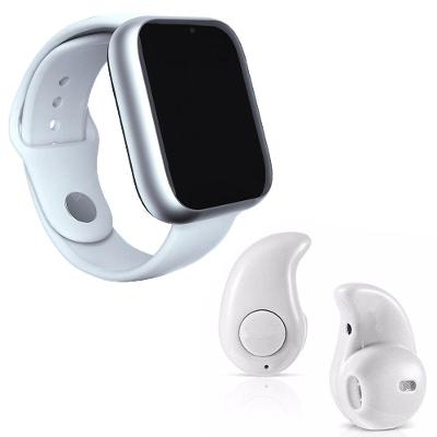 Kit 1 Smartwatch Branco + 1 Mini Fone Bluetooth Branco