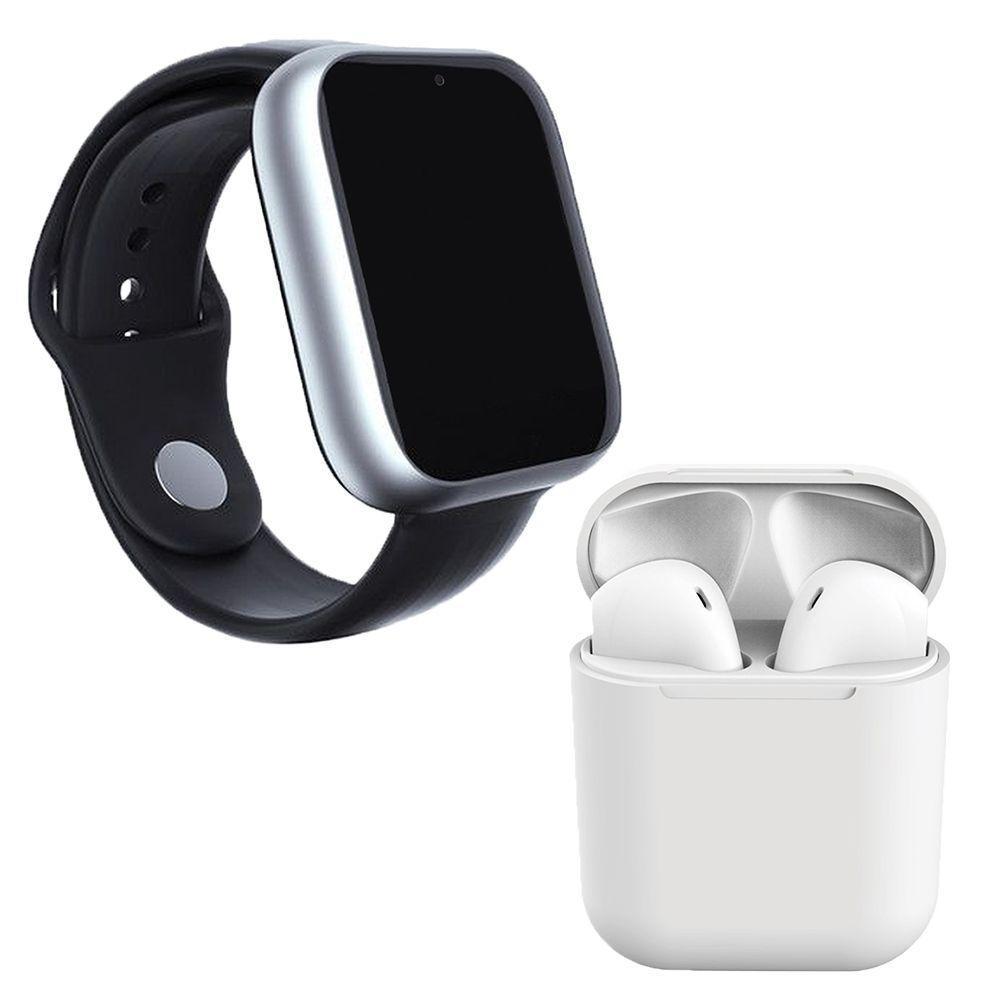Kit 1 Smartwatch Prata + 1 Fone Inpods 12 Branco 42Mm - 1