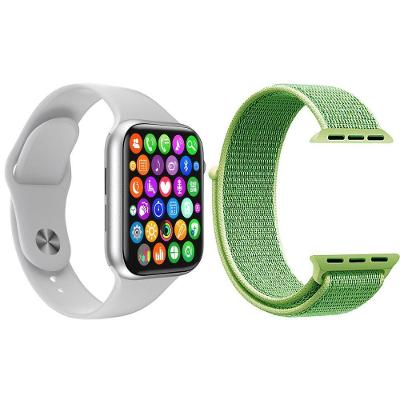 Kit 1 Smartwatch Branco + 1 Pulseira Extra Nylon Verde