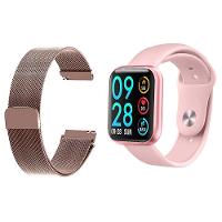 Kit 1 Relógio Smartwatch Rosa Android Ios + 1 Pulseira Rosa - 1