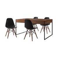 Mesa Jantar Industrial Retangular Amêndoa 137X90Cm Base Ferro Preto C/4 Cadeiras Pretas Amendoa - 11