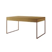 Mesa Jantar Industrial Retangular Canela 137X90Cm Base Cobre Com 4 Cadeiras Brancas Cor: Canela - 5