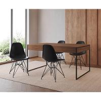 Mesa Jantar Industrial Retangular 137X90Cm Amêndoa Com 4 Cadeiras Pretas Base Ferro Cor: Amendoa - 1