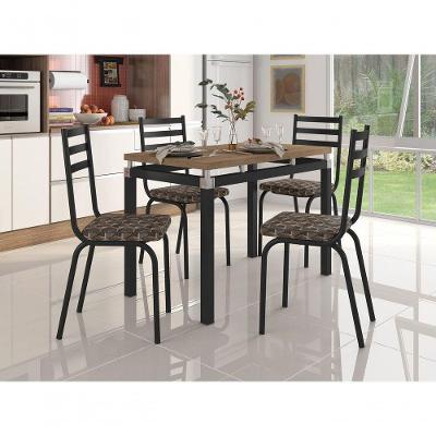 Jogo Mesa Malva 91 X 68cm 4 Cadeiras 118 Preto Palha