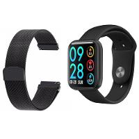 Relógio Smartwatch Preto Monitor Cardíaco Passos +1 Pulseira - 1