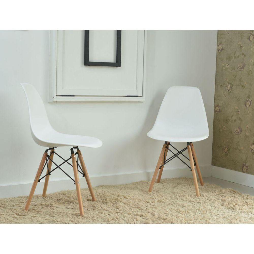 Kit Mesa Dobrável Retrátil 120x75 Branca + 2 Cadeiras Charles Eames Branca - 6