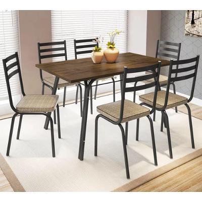 Mesa 1,36m 6 Cadeiras Lotus Preto