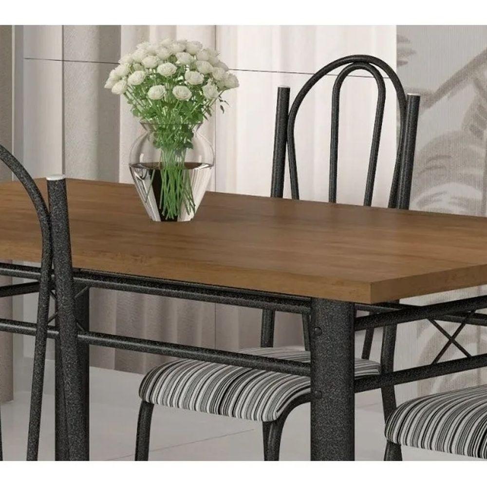 Jogo Mesa 136cm 6 Cadeiras Craqueada Preto Linho - 2