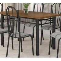 Jogo Mesa 136cm 6 Cadeiras Craqueada Preto Linho - 3