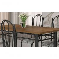 Jogo Mesa 136cm 6 Cadeiras Craqueada Preto Linho