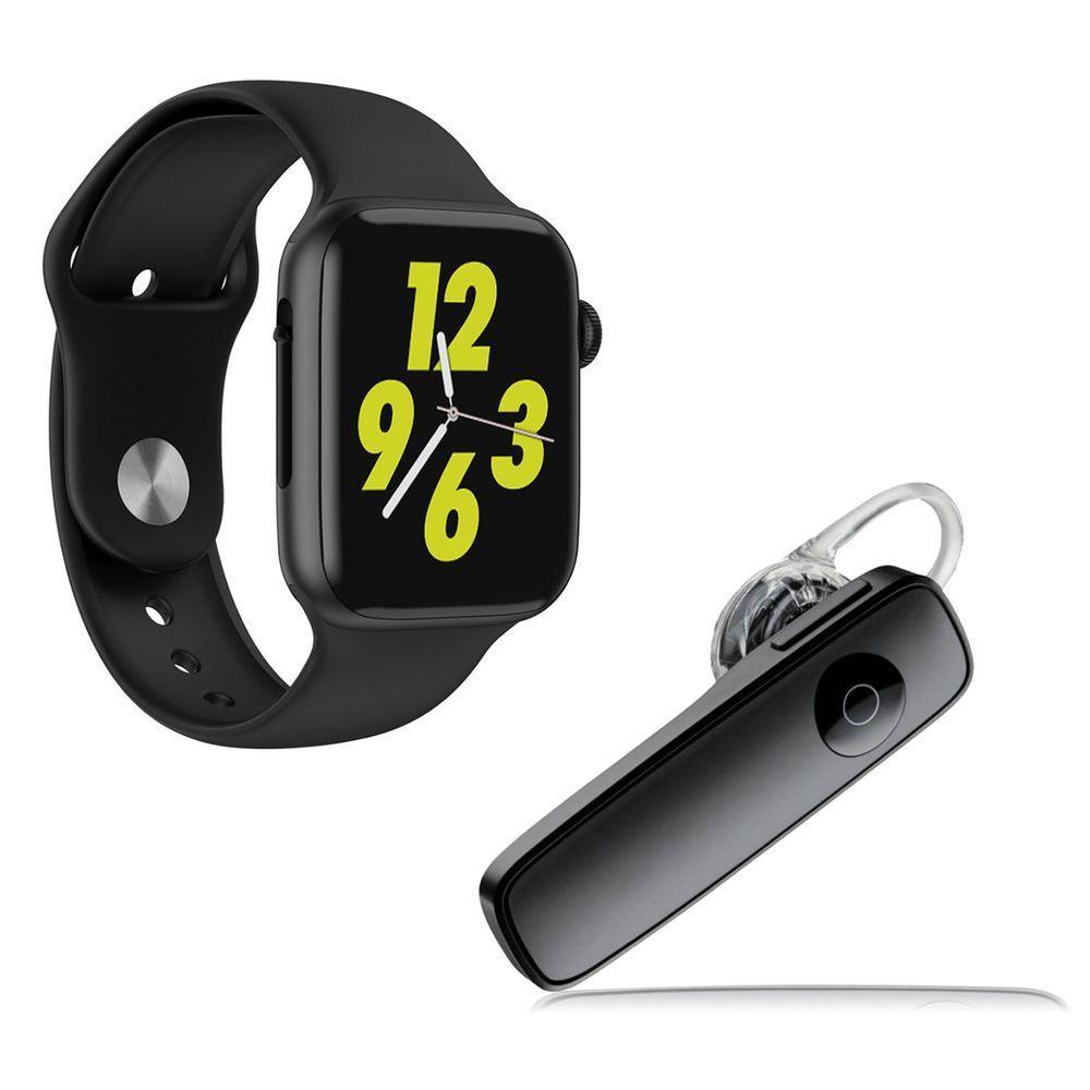 Kit 1 Relógio Smartwatch Iwo 8 Lite + Fone Estéreo Preto - 1