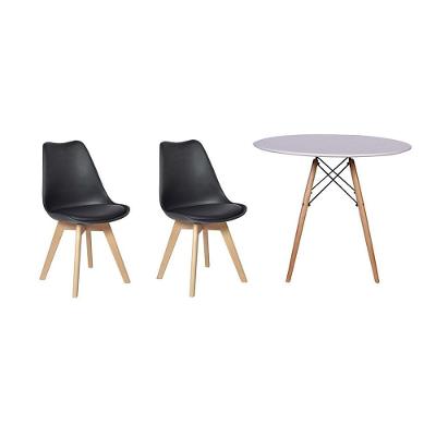 Kit Mesa Jantar Eiffel 120cm Branca + 02 Cadeiras Leda Preta