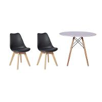 Kit Mesa Jantar Eiffel 120cm Branca + 02 Cadeiras Leda Preta - 1